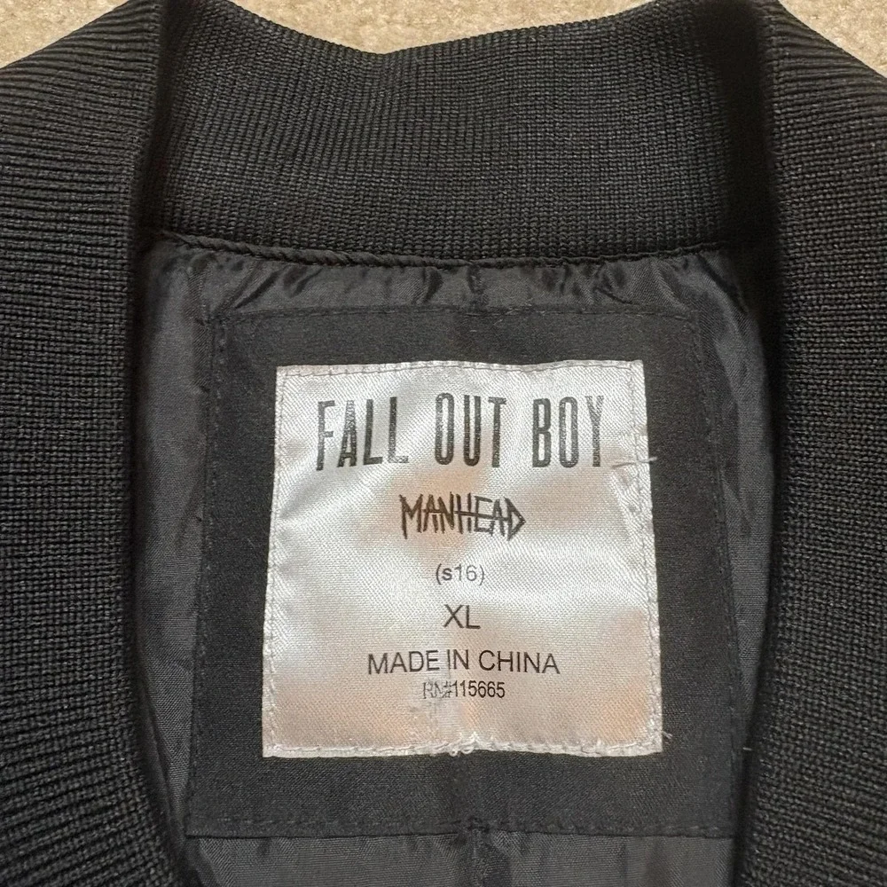 Fall Out Boy Bomber Jacket Mens XL Black This Is Our Culture Embroidered - Picture 3 of 11